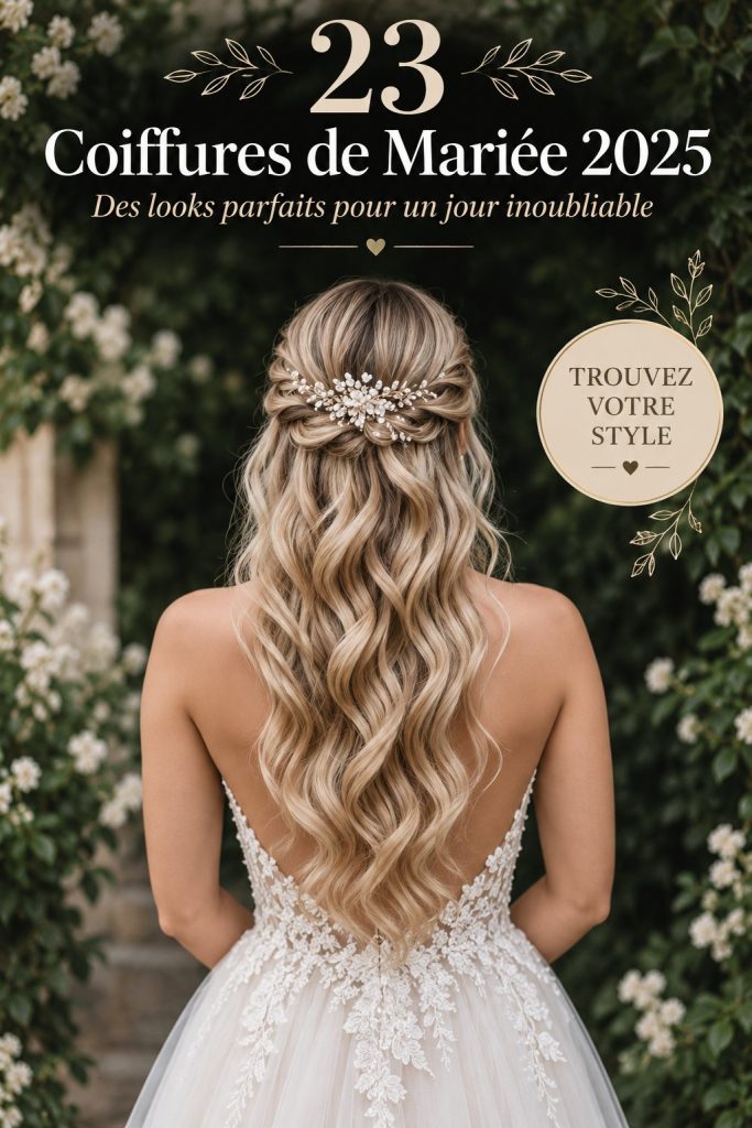 Une mariée avec une coiffure élégante et moderne pour son mariage, 2025