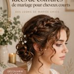 Coiffure de mariée courte et élégante avec des détails raffinés.