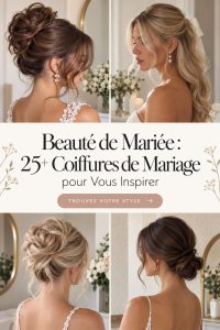 Coiffure de mariée élégante avec un chignon délicat et des fleurs naturelles