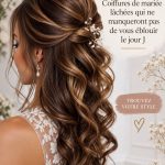 Coiffure élégante pour mariée avec tresses et fleurs