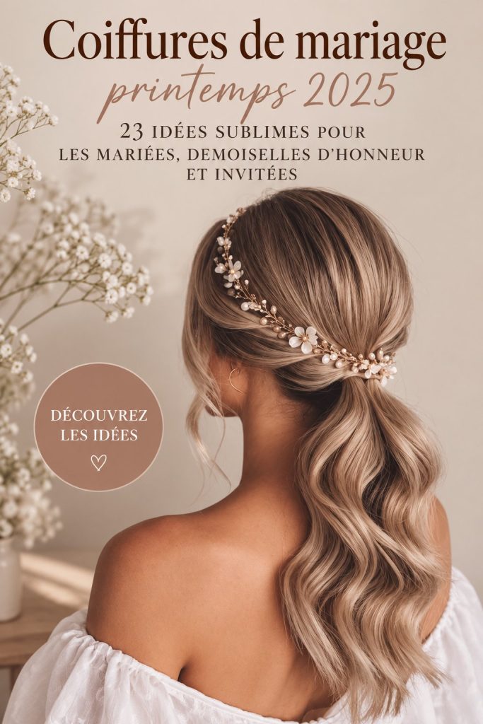Une mariée avec une coiffure printanière élégante pour son mariage
