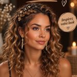 Coiffure élégante avec des tresses stylées, apportant une touche de charme.
