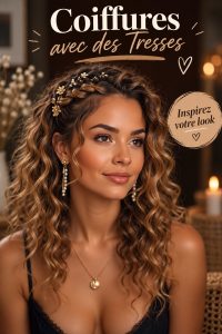 Coiffure élégante avec des tresses stylées, apportant une touche de charme.