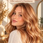 Femme avec des cheveux blonde fraise brillants et enchanteurs, affichant une belle coupe moderne