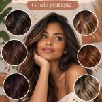 Femme avec des cheveux colorés mettant en valeur son teint indien.