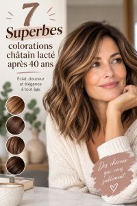 Femme affichant des cheveux chocolat au lait brillants après 40 ans.