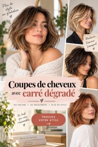 Image d'une femme avec un carré dégradé moderne, mettant en avant la texture et le mouvement des cheveux.