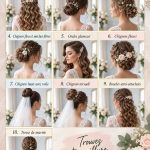 Coiffure de mariée élégante avec un chignon et des fleurs