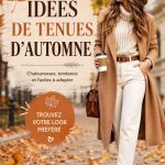 Composition de plusieurs tenues d'automne sur des cintres, mettant en valeur les couleurs chaudes et les textures.
