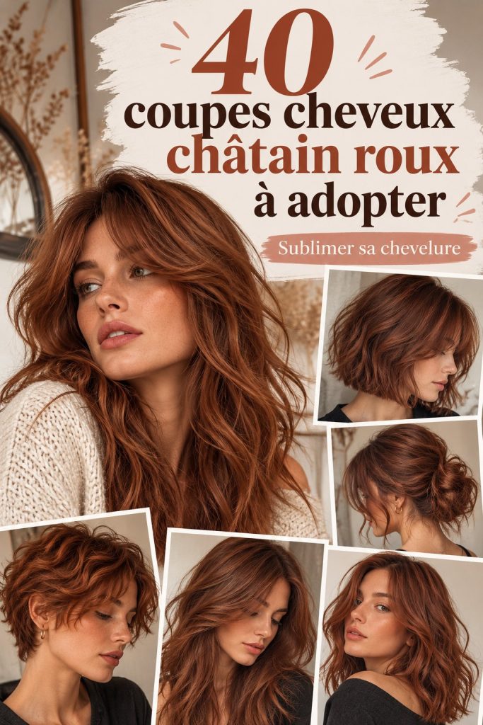 Coiffure avec une magnifique couleur de cheveux bruns-gingembre