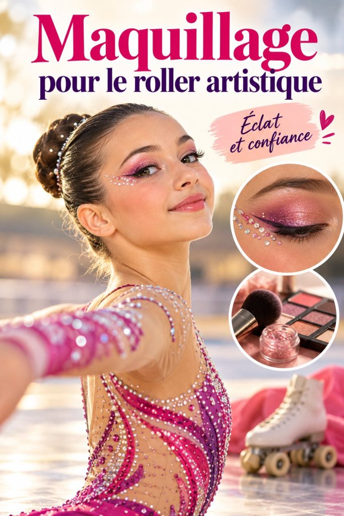 Patineuse sur rollers avec un maquillage créatif et coloré
