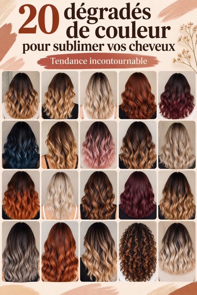 Modèle avec une coiffure ombré hair, mélange de teintes chatoyantes.