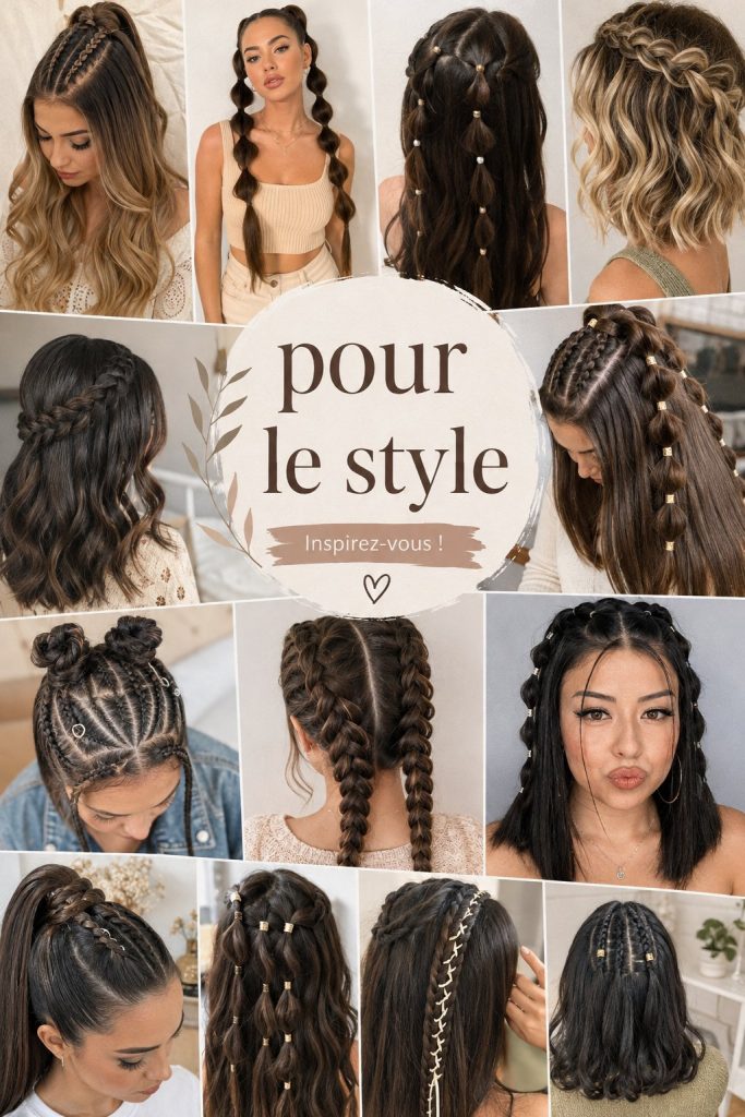 Femme avec une coiffure élégante et un maquillage sophistiqué, illustrant le style moderne.
