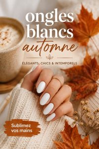 Modèle d'ongles blancs élégants pour l'automne