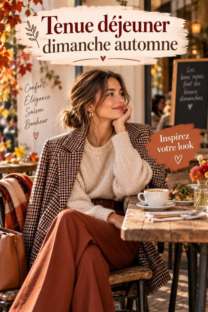 Un ensemble élégant pour un déjeuner d'automne, comprenant une robe longue et des bottines.