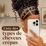 Un échantillon de différents types de cheveux crépus avec leurs textures variées.