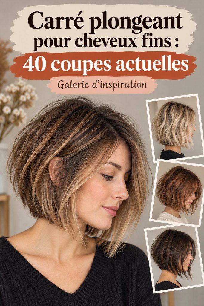Carré plongeant moderne pour cheveux fins, coiffure chic et tendance