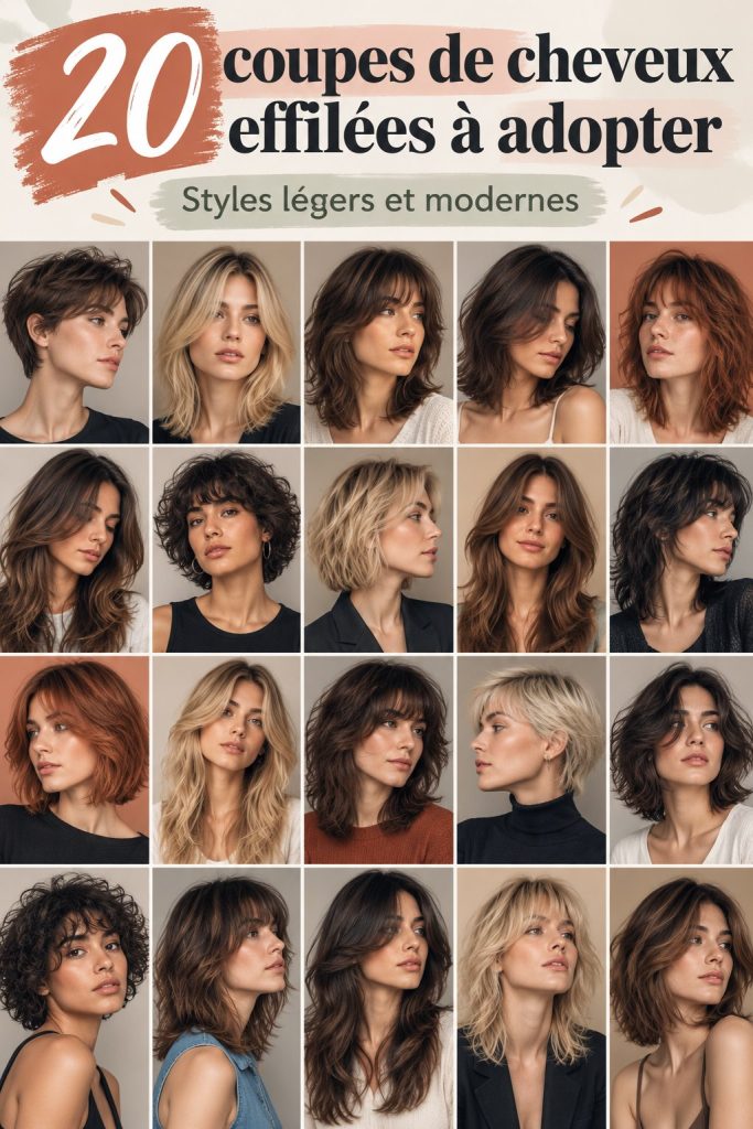 Un modèle avec un bob plumé élégant et moderne présentant un mouvement naturel.