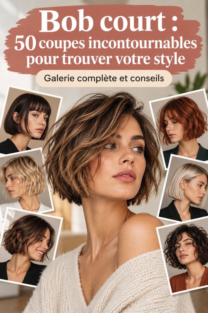 Une femme avec une coupe bob courte élégante et moderne.