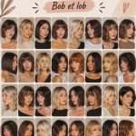 Photo mettant en valeur différentes coupes bob et lob sur des modèles stylés.