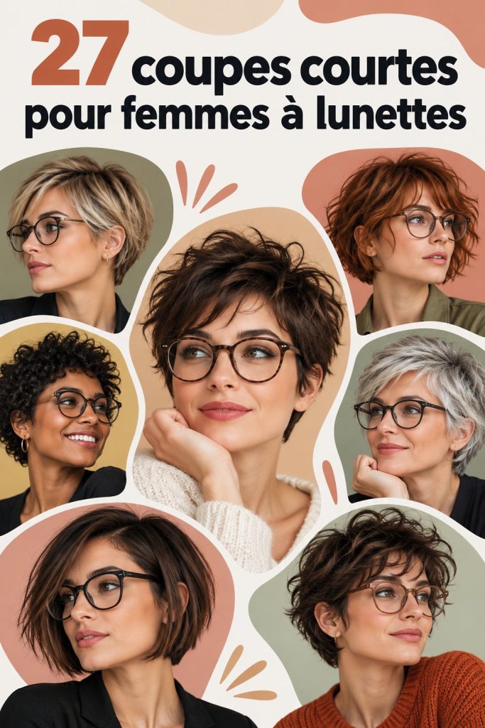Femme avec une coupe courte élégante portant des lunettes