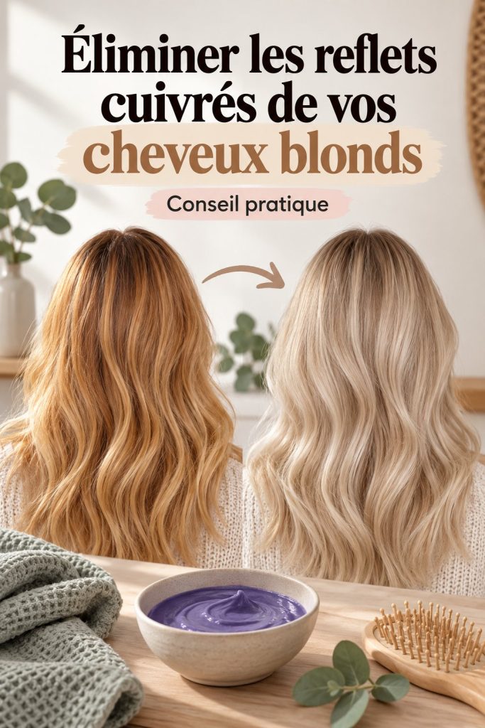 Femme avec des cheveux blonds éclatants sans reflets cuivrés.