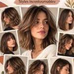 Un modèle avec un Long Bob châtain lumineux et élégant, mettant en valeur sa silhouette.