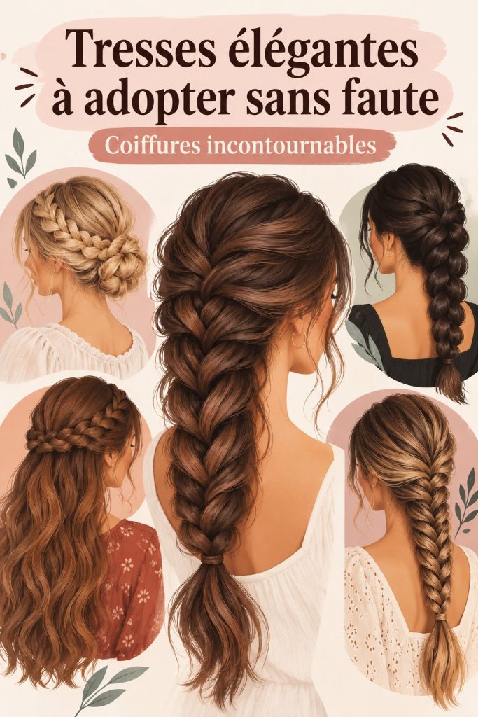 Coiffure chic avec tresses élégantes.