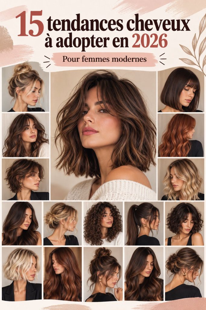 Femme avec une coiffure moderne dans les tendances capillaires de 2026.